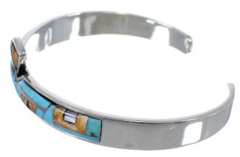 Mother of Pearl Multicolor Inlay Sterling Silver Cuff Bracelet NS40448